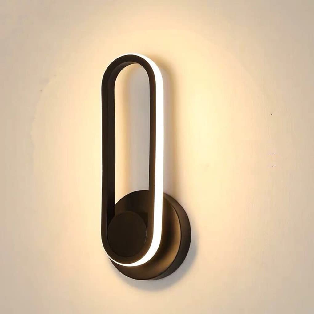 LED 12W Apliques En el Interior Moderno lámpara de Pared 330 ° Giratorio Decorativo Iluminación de Pared Pantalla de acrílico para Habitación Vestíbulo Sala de Estar Negro Blanco cálido