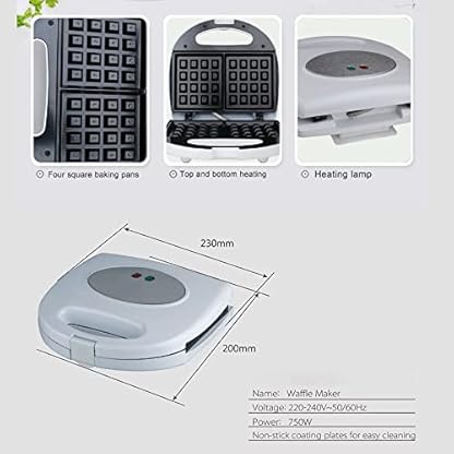 PAHION Electric Waffle Machine Belgische Waffelmacher 2-Flaffen-Waffel-Eisen Doppelseitige Gleichmäßige Heizung Für Flauschige Goldene Waffeln, Paninis, Hash-Browns 750W – Bild 4