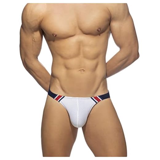 ORANDESIGNE Maillot de Bain Homme Sexy String Piscine Imprimé Mini Slip de Bain avec Rembourrage Amovible et Bonnet Push-Up Trunks Shorts de Bain Swimming I Blanc L