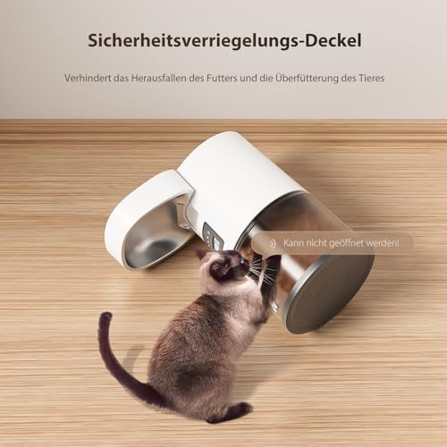 IMIPAW Futterautomat Katze, Katzenfutter Automat mit Programmierbarem Timer, Einfache Bedienung, 1-6 Mahlzeiten pro Tag, Futterspender für Katzen und Hunde, 3L