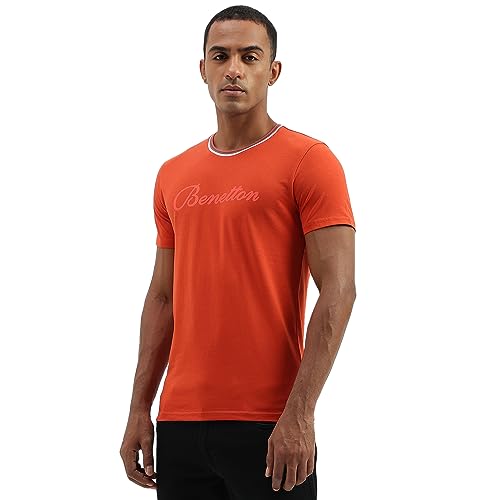 Image of UNITED COLORS OF BENETTON Men's Cotton Solid Regular Fit T-Shirt
