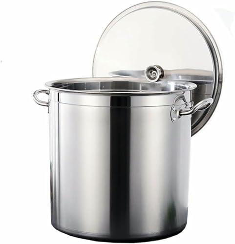 Olla para Sopa de Acero Inoxidable 304 Espesada para Uso Comercial o doméstico, Olla para cocinar con Tapa, para Cocina a Gas o de inducción(45cm)
