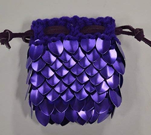 Dice Bag in Knitted Scale Armor - Purple