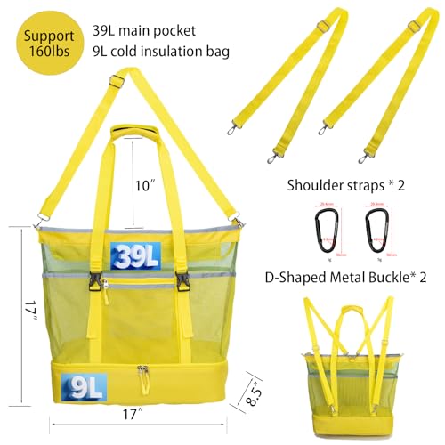 Mesh Beach Bag with Cooler Large Travel Family Vacation Essentials Pool Swimming Zipper Pocket Durable 9 Pockets3