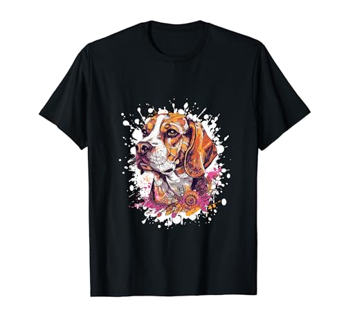Retrato de perro Beagle | Obra de arte Cabeza de animal Arte Pop Camiseta