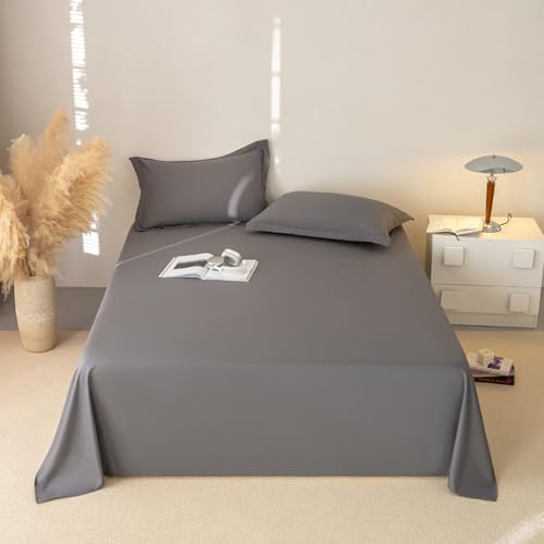 Sábana de cama gris oscuro de 220 x 230 cm, algodón suave, no elástico, para 2 personas, versátil para fundas y manteles, ideal para ropa de cama de verano, sábana de fango de textura suave.