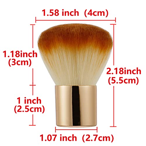 Rn Beauty 2 Pieces Kabuki Brushes Powder Brush Blush Brush Foundation Brush Bronzer Brush Face Blender Brush Mineral Blending Buffing Concealer Brush Multifunction Cosmetic Tools Portable Makeup Brush (Golden) #TOP1