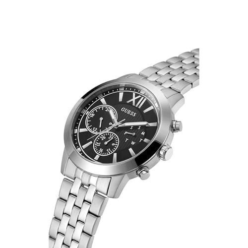 GUESS Men's Analog Watch with Stainless Steel Strap, Silver, 24 (Model: GW0068G1)