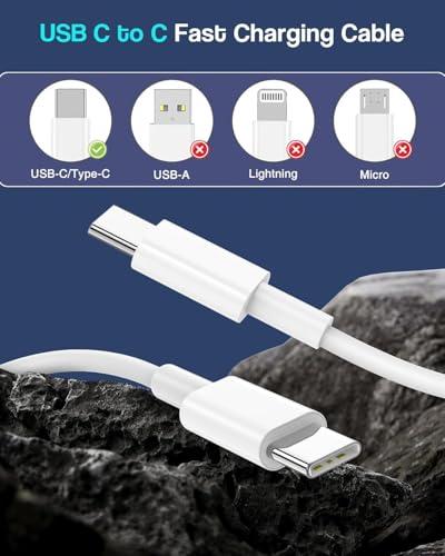 Image of HANYCONY USB C to USB C Cable for MacBook Air MacBook Pro Charger, iPad Pro 13 12.9 11 inch, iPad Air 5 4, Mini 6, iPhone 16 15 Pro Max Plus, Pixel, USBC Type C Fast Charging Cord 3.3FT