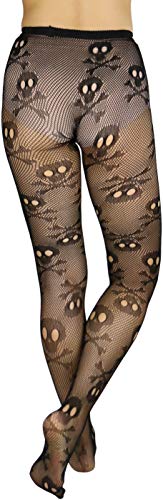 Image of ToBeInStyle Women's Skull Crossbones Skeleton Pirate Symbol Hosiery Tights & Thigh High Stockings