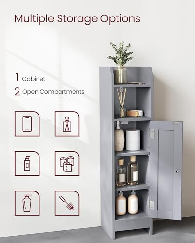 image for VASAGLE Small Storage Corner Floor Cabinet with Door, 7.9 x 7.1 x 31.5