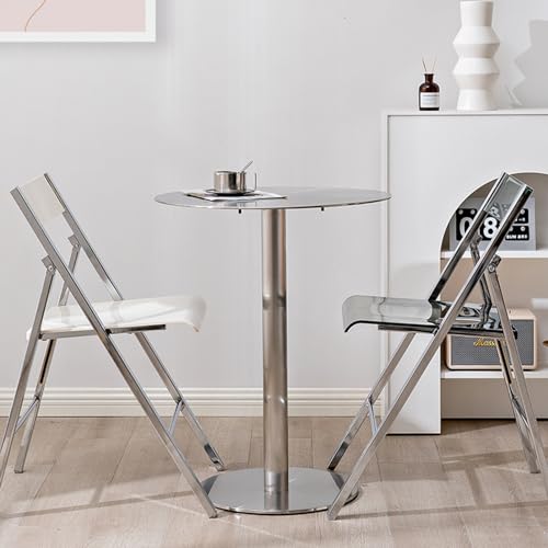 Mesa de centro alta redonda con base estable de acero inoxidable puro 5