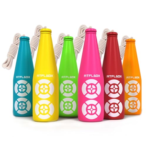 Atflbox 6 Pack Shatterproof Plastic Bottle Target for Backyard Shooting, Bright Colors with Hanging Rope for Target Practice, Ideal for Indoor and Outdoor Training