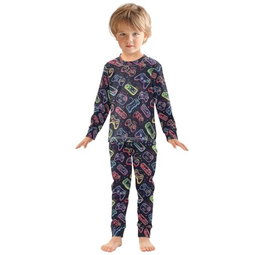 ALAZA Gaming Console Gamepad Pajamas Long Sleeve Sleepwear 2-Piece Pajama Set3