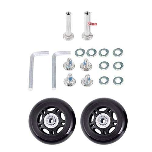 Byaning 2 Sets Luggage Suitcase Wheels Replacement,60/64/68/70/75/78mm Inline Outdoor Skate Replacement Wheels,Rubber Swivel Caster Wheels Repair Kits (OD:68 W:24 ID:6 Axles: 35)