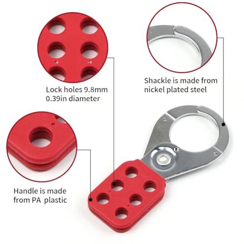 Image of 2 Pack Stainless Steel Lockout Tagout Hasp 6 Hole,Lock Out Tamper-Proof and Impact-Resistant Loto Hasp PA Plastic-Sleeved Handle Heavy Duty