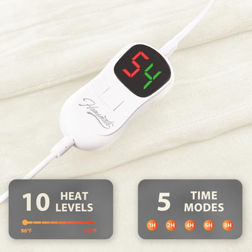 Homemate Electric Heated Blanket King Size - 100"x90" Heating Blanket King Size Dual Control 1/2/4/6/8 Hours Auto-Off 10 Heat Level Over-Heat Protection Flannel Sherpa ETL Certification by Homemate - Image 4