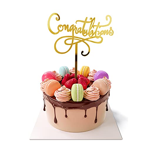4 Pcs Gold Congratulations Cake Topper 2022 Graduation Party Supplies Graduation Decorations Acrylic Glitter Congrats Grad Party Supplies ( 4 Styles ) #TOP4
