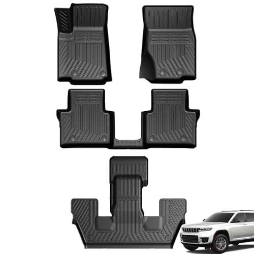 LUMWAY Floor Mats for 2021-2026 Jeep Grand Cherokee L (6-Seater w/o 2nd Row Center Armrest Only) TPE All Weather Durable Floor Liners for Jeep Grand Cherokee L Accessories