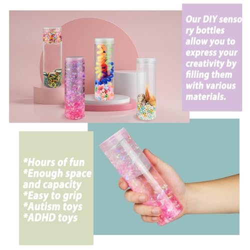 Sensorik Flasche Selber für Baby Kinder, 4 Sätze DIY Sensory Bottles 550ml mit Füllern, Sensorik Spielzeug Kleinkinder 1 2 3 Jahre, Montessori Motorikspielzeug Activity Spiel