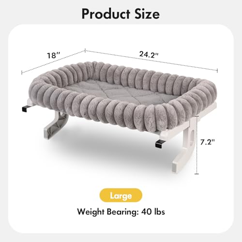 Image of Cloud-Cuddle Cat Window Perch with 4-Sided Bolster, Zipper Design Cushion Window Seat for Window Sill, Sturdy Metal Frame & Easy Assembly Pet Hammock Bed for Indoor Cats (Gray, Large)