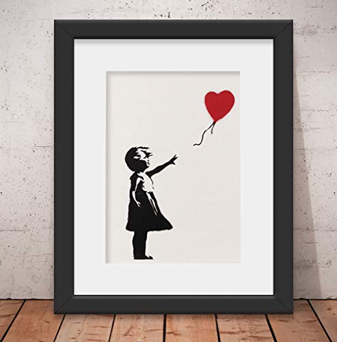 Quadro Decorativo Banksy Menina com Balão - Alta Qualidade: Vidro e Paspatur Tam: 56x46cm