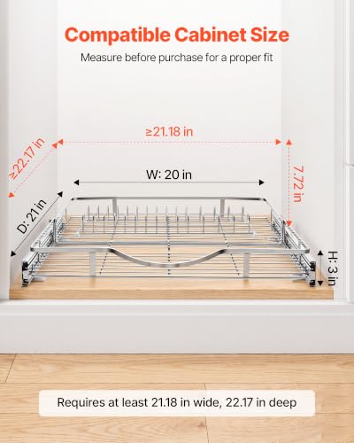 Image of VEVOR Pull Out Cabinet Organizer 19.69 inchW x 21.06 inchD Steel Slide Out Drawers