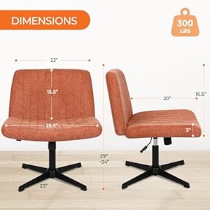 NEO CHAIR Criss Cross Chair, Armless Legged Office Desk Chair, No Wheels Swivel Modern Ergonomic Vanity Fabric Wide Comfy Computer Task Chairs for Home Office (Brown) NEO CHAIR Criss Cross Chair Armless Legged Office Desk Chair No Wheels Swivel Modern Ergonomic Vanity Fabric Wide Comfy Computer Task Chairs for Home Office Brown