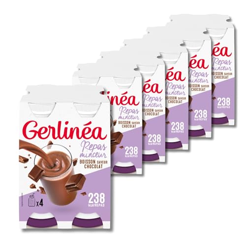 Gerlinéa Boisson Minceur saveur Chocolat - Substitut de Repas Riche en Protéines - lot de 24 bouteilles