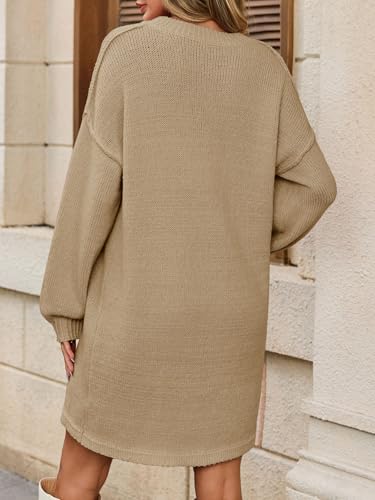 Wenrine Womens Oversized Sweater Dress Casul Puff Long Sleeve Fall Chunky Knit Loose Tunics Pullover Tops3