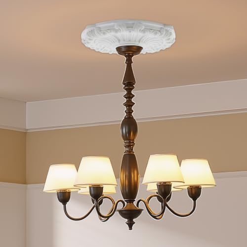 Image of Semetall Ceiling Medallion 12-5 /8 inch OD x 1-3 /8 inch P White | Decorative Ceiling Rose for Light Fixtures, Crown Molding, Home Decor