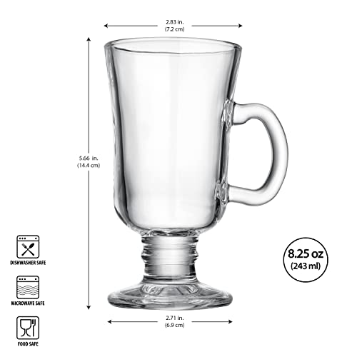 Glaver’s Everyday Set Of 2 Irish Coffee Mugs – Old Fashioned Everyday Set Of Glass Cups – 8 Oz Wedding Irish Mug Bundle – With Practical Handle For Convenience – Fine Edge And Perfect Cut Coffee Mugs #TOP3
