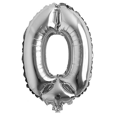 16" inch Single Silver Alphabet Letter number Balloons Aluminum Hanging Foil Film Balloon Wedding Birthday party decoration banner Air Mylar Balloons (16 inch Silver 0) Cover