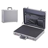 QAUUCP Aktenkoffer Aluminium Abschließbare Laptoptasche mit Aluminiumrahmen – tragbare Sicherheitsdokumenten-Aktentasche, Geldschrank Passwortsperre for Computerdateien(14inch grey)