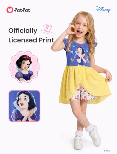 Image of Disney Princess Frozen Elsa Minnie Mouse Stitch Toddler Girl Romper With Skirt Overlay Summer Jumpsuit with Bow 2-6 Years