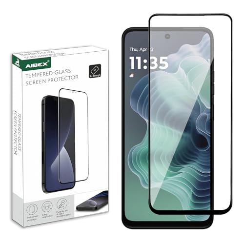 Image of AIBEX Tempered Glass for Motorola Moto G35 (6.72 Inch) / Realme C63 5G | 9H Hardness | Anti-Fingerprint | Water Resistant | Edge-to-Edge Full Screen Protector | Bubble-Free Installation