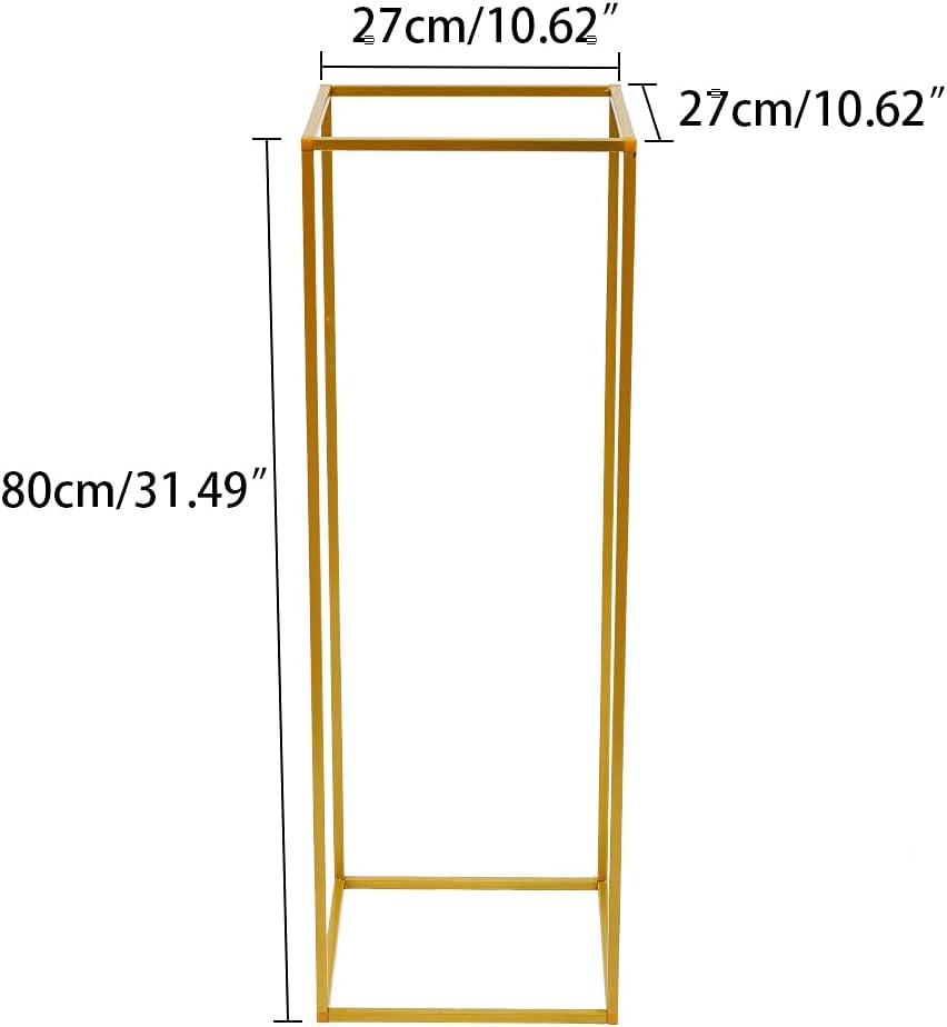 10 Pcs Gold Wedding Flower Vase, Metal Column Flower Holder, 32in/80cm Metal Geometric Centerpieces Vase for Table, Home Party Wedding Decorations Flower Stand