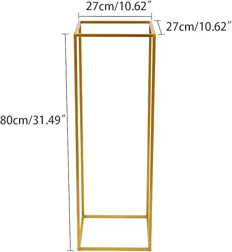 Miniatura 7 de LOYALHEARTDY 10 soportes para flores de boda, soporte de columna de jarrones de metal de 31.5 pulgadas, soporte geométrico dorado para flores