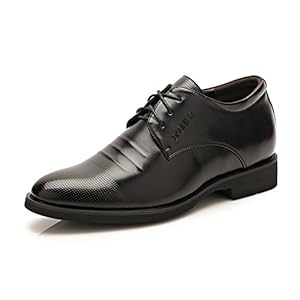 Battle Men Men’s Elevator Shoes 2″ Taller Lace up Faux Leather Formal Oxford Dress Footwear Removable Invisible Height Increasing Insole Formal Men