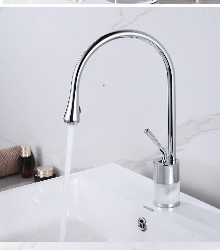 Mitigeur de lavabo marbre chrome avec bec rotatif à 360