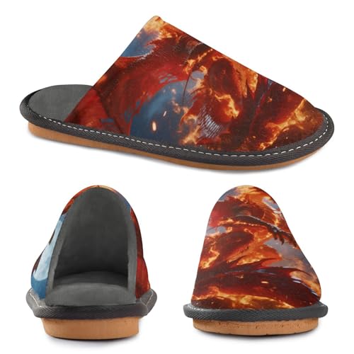 Slippers for Women Fiery Dragon Moonlight Soft Fuzzy Women's Slippers Indoor and Outdoor Shoes2