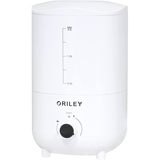Oriley 2111A Ultrasonic Cool Mist Humidifier Manual Air Purifier for Home Office Adults and Baby Bedroom (1 Year Warranty) (2.3L, 18W, Solid White)
