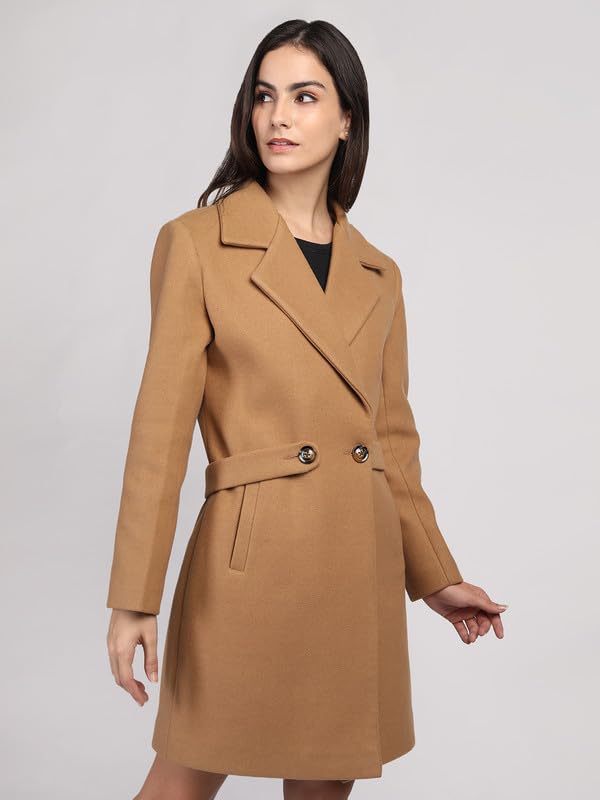Image of PLAGG Women's Notched Lapel Long Overcoat
