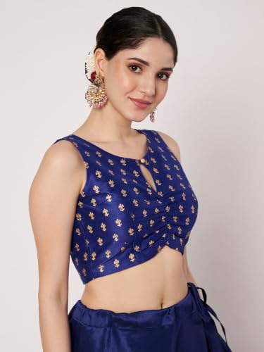 Image of studio rasa Women's Dupion Hand Block Printed Readymade Top for Festive Wedding Party