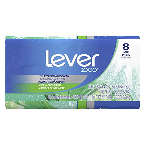 Lever 2000 B0001KOQ0Y Refreshing Body Soap And Facial Cleanser Aloe & Cucumber Effectively Washes Away Bacteria 4 Oz 8 Bars thumb #1