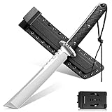 Purple Dragon Japanese Fixed Blade Knife with Sheath - D2 Steel Tanto Knife, Cool Survival Knives with Full Tang Handle, Camping Knives for Bushcraft Outdoor, Gifts for Men