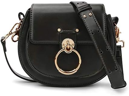Ophlid Designer Ring Shoulder Bags for Women Leather Crossbody Purse with Chain … (black)