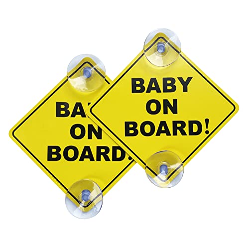 Image of Baby on Board Sticker for Cars 2PCS, WZCNDIDI Baby On Board Warning Signs with Suction Cups, Durable and Strong Without Residue