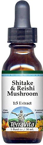 TerraVita Shitake & Reishi - Extracto líquido de glicerita de hongo (15), sin sabor (1 oz, ZIN 523022), paquete de 3