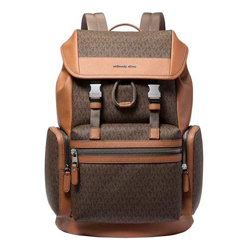 Michael Kors Mens Jet Set Triple Pocket Backpack/MK Signature Small Brown/Luggage